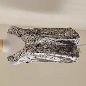 New! The Limited Medium Tall green metallic v neck top.